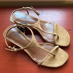 Zara Suede Kitten Heel Sandals